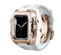 SCWZZWSY Per la serie Band 8 7 44MM 45mm Kit di modifica di lusso Set cinturino in gomma Custodia in metallo per IWatch SE 6 5 4 Kit di retrofit fai da te