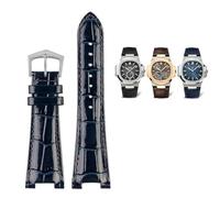 SCWZZWSY Per Patek Philippe Nautilus 7118 5712 Connettore in acciaio in vera pelle 5711 5712G Cinturino Notch 25x13mm Cinturino per orologio