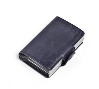 SCWZZWSY Porta carte di credito da affari automatico Mini custodia per carte di credito in pelle intelligente Custodia in alluminio Scatola di raccolta vintage in metallo, Blu