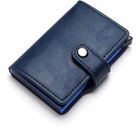 SCWZZWSY Porta carte Porta carte Hasp Porta carte in pelle PU Porta carte casual Porta carte Porta carte in alluminio Porta carte sottile Porta carte da uomo (Colore : Blu)