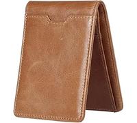SCWZZWSY Porta carte Porta carte Porta carte da uomo Porta carte da uomo in vera pelle con tasca frontale sottile con portamonete bloccabile (Colore : Nero), Caffè