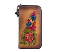 SCWZZWSY Portafogli da Donna in Vera Pelle, Pochette Lunga con Goffratura Vintage Borsa Porta Carte Fatta a Mano (Colore : B)
