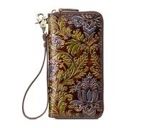 SCWZZWSY Portafogli in Vera Pelle, Pochette con Goffratura Vintage Borsa Porta Carte Fatta a Mano con Cerniera (Colore : B)