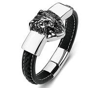 SCWZZWSY Regali personalizzati Braccialetti maschi maschi maschile inciso inciso inciso in leone braccialetto in acciaio in titanio con tenda magnetica