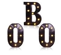scyca Cartello per tendone di Halloween BOO con luce LED, lettere di tendone di Halloween LED | Tenda LED a batteria illuminata con lettere Boo Lights | Tenda con lettere Led Boo, luci