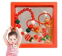 scyca Cerchietto di Natale gioielli per ragazze piccole | Set di gioielli versatili cartoni animati per ragazze - Set di braccialetti e fiocchi per capelli con fermagli per le orecchie di Natale