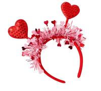 scyca Fascia per capelli a forma di cuore, con paillettes rosse, a forma di cuore, per capelli, per amanti, mogli, amiche, mamme