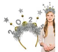 scyca Felice Anno Nuovo, Fascia per capelli di Capodanno con stelle scintillanti e paillettes | Fasce argentate dorate - Fascette per capelli scintillanti con paillettes, di scena per