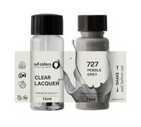 SD COLORS 727 - Vernice per ritocchi, 15 ML, per riparazione graffi e scheggiature, codice colore 727, colore: grigio ciottolo (vernice + laccetto)