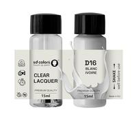 SD COLORS BLANC IVOIRE D16 - Vernice per ritocchi, 15 ML, per riparazione graffi e scheggiature, codice colore D16 bianco avoire (vernice + laccetto)