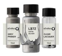 SD COLORS LB7Z - Vernice per ritocchi in argento satinato, 15 ML, per riparazione graffi e scheggiature, codice colore LB7Z argento satinato (vernice+primer e laccetto)