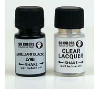 SD COLORS LY9B L041 A1 Vernice per ritocchi, 15 ML, per riparazione graffi, scheggiature, con pennello, codice colore LY9B L041 A1 nero brillante (vernice + lacca)