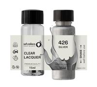SD COLORS SILVER 426 - Vernice per ritocchi, 15 ML, per riparazione graffi e scheggiature, codice colore 426 argento (vernice + laccatura)
