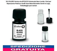 SD COLORS Vernice da RITOCCO Universale Nero Lucido 15ml per Riparazione