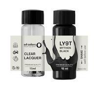 SD COLORS Vernice per ritocchi da 15 ML, colore nero, per riparazione, graffi, codice colore LY9T Mythos (vernice + smalto)