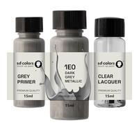 SD COLORS - Vernice per ritocchi da 15 ML, per riparare graffi e schegge, con pennellino, codice colore 1E0: grigio scuro metallizzato (vernice + fondo + smalto)