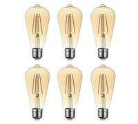 SD LUX E27 LED lampadine filamento vintage LED lampadine ST64 Ambra, no Flicker Edison vite LED - 6W (equivalente 60W) 650LM bianco caldo 2700K, non dimmerabile 6 confezioni