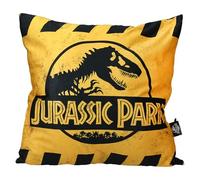 SD TOYS - Cuscino quadrato Caution Logo Jurassic Park - Imballaggio sottovuoto - Misure 45 x 45 cm