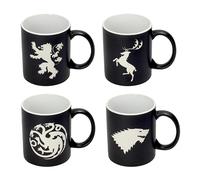 SD Toys SDTHBO89277 Emblems Houses Set of 4 Cups Laser Engraved Ceramic, Multico