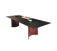 SDA287MZ Casa Scrivania da ufficio moderna e di lusso con struttura in metallo curvato rosso, spazioso tavolo pranzo rettangolare conferenza Ufficio(L)