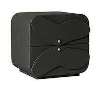 SDA287MZ Comodino cubo ad angolo arrotondato con due cassetti for l'organizzazione dello spazio in camera da letto Lato(Nero,M)