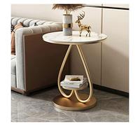 SDA287MZ Esposizioni Tavolino da Salotto Piccolo, Rotondo a 2 Livelli con Ripiani Struttura in Metallo a Forma di Cuore, Moderno in Accento for Soggiorno Camera Letto, Piccoli Spazi Quotidiano
