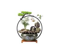 SDA287MZ Studio Fontana a Cascata da Interno, Fontana Tavolo, scrivania in Ceramica Cinese con Anello Luminoso a LED Feng Shui