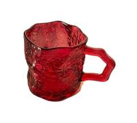 SDA287MZ Versatile Bicchiere da 7 once con texture Glacier, tazze in vetro trasparente manico for acqua, latte, succo e caffè(Red)