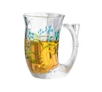 SDA287MZ Versatile Bicchiere in vetro a forma di coda sirena, 7 oz, soffiato a mano, con manico(Blue)