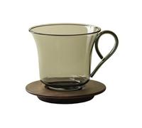 SDA287MZ Versatile Set di tazze da caffè in vetro 7,8 once e sottobicchieri in legno, tazza tè in borosilicato trasparente con manico(Grijs)