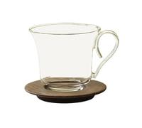 SDA287MZ Versatile Set di tazze da caffè in vetro 7,8 once e sottobicchieri in legno, tazza tè in borosilicato trasparente con manico(Transparent)