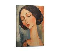SDAEWUBB Poster decorativo da parete con pittura ad olio di una donna con gli occhi chiusi, stampa artistica su tela, poster decorativo moderno, per camera da letto e camera da letto (30 x 45 cm)