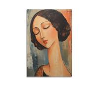 SDAEWUBB Poster decorativo da parete con pittura ad olio di una donna con gli occhi chiusi, stampa artistica su tela, poster decorativo moderno, per camera da letto, per camera da letto, 40 x 60 cm