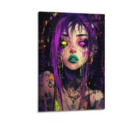 SDAEWUBB Poster decorativo da parete su tela, motivo: ragazza della spazzatura al neon, stampa moderna, poster decorativo per camera da letto, 20 x 30 cm