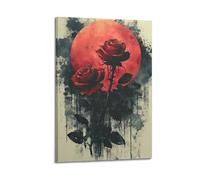SDAEWUBB Poster decorativo da parete su tela, motivo: rose rosse appassite, stampa artistica moderna per camera da letto, per camera da letto, 40 x 60 cm