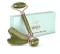 Sdara Ensemble de rouleau de jade et Gua Sha pour vieillissement gracieusement avec belle peau - Outil de massage pour le visage, le corps, le cou - Réduit les rides