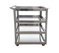 SdaryWare Carrello in acciaio inox con ruote, 2 livelli, carrello da servizio da laboratorio con ruote girevoli, carrello da portata per cucina, ristorante, presentazione di piante, quattro livelli