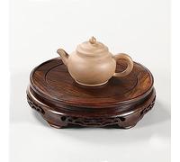 SdaryWare Piedistallo Rotondo Intagliato a Mano per mobili, Base per Ornamenti intagliati in Giada per acquari, espositore in Legno di Ebano Antico da Collezione (Diametro Interno: 20 cm)