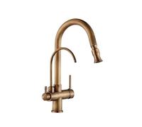 SdaryWare Rubinetto da Cucina in Rame retrò, Rubinetto Estraibile, lavello per Verdure, lavello Retrattile, Rubinetto da Cucina per Acqua Calda e Fredda, Antico, con bocc,Water Purification Head