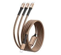 SDBAUX Cavo USB C a Multi 3 in 1 1.2M,Nylon Intrecciato 27W iPhone+100W Tipo C+10W Tipo C Cavo Splitter,Ricarica Rapida per iPhone 16 15 14 13 12 Serie,Galaxy S25,Huawei,iPad,MacBook Air/Pro e altri