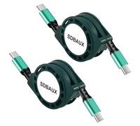 SDBAUX Cavo USB C a USB-C,[1M/2Pezzi] PD 60W Retrattile con Sincronizzazione Dati da USB-C a Type-C,Ricarica Rapida per iPhone 17/16/15 Serie,Android Galaxy S25,MacBook Air/Pro,Lenovo,iPad Pro,Huawei