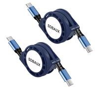 SDBAUX Cavo USB C a USB-C,[1M/2Pezzi] PD 60W Retrattile con Sincronizzazione Dati da USB-C a Type-C,Ricarica Rapida per iPhone 17/16/15 Serie,Samsung Galaxy S25,MacBook Air/Pro,Lenovo,iPad Pro (Blu)