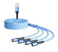 SDBAUX Cavo USB C Multiplo, 1.2M 4 in 1 Cavi USB A 4 Tipo C Multiplo Porta, QC 3.0 Cavo USB Type-C Ricarica Rapida Compatibile per Serie iPhone 16/15, iPad Pro, Samsung Galaxy S25, Huawei, LG, Sony