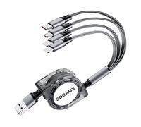 SDBAUX Multi 4 in 1 Cavo di Ricarica 3A 1.2M, Cavo di Ricarica USB Veloce 2 iP/Tipo C/Micro USB Compatibile per Samsung Galaxy S24 S22 S20 S10 Noto 20 10, LG, Huawei, Sony, Xiaomi, Moto, Oneplus