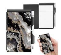 SDDFRHGH Metal Pocket Notebook with Pen Holder, Aluminum EDC Mini Notepad & Journal, Refillable Paper & Pen, 4.4x2.9 Tactical Notebook for Work, Police, Travel, Daily Carry-Black Gold Marble