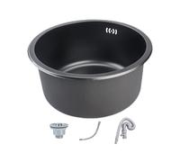 SDdPulse Lavello da cucina rotondo in acciaio inox da 40,6 cm, design a goccia a vasca singola profonda per un drenaggio rapido e riduzione del rumore, un colore pacchetto A