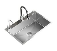 SDdPulse Lavello da cucina sottotop a vasca singola ispessito, in acciaio inossidabile 304, riduzione del rumore, facile da pulire, design versatile per cucina e bar, monocolore, 60 x 45 cm