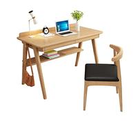 SDdPulse Scrivania, scrivania in legno massello, semplice scrivania per computer in legno con cassetto, scrivania moderna e resistente per scuola, famiglia o studio. Una sedia, 140 cm, una sedia a X