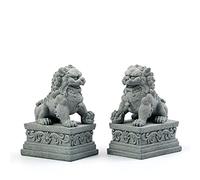 Sdeetesamjun Foo Dogs Statue Coppia Leoni Guardiani Fu Foo Cani Statue di Pietra Feng Shui Cinese Decorazione Casa Inaugurazione Congratulazioni per allontanare l'energia malvagia (L)