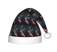 SDEGTHO 3d Aquila calva che vola con bandiera americana bambini cappello di Babbo Natale rosso comodo Natale per i bambini vacanza natale